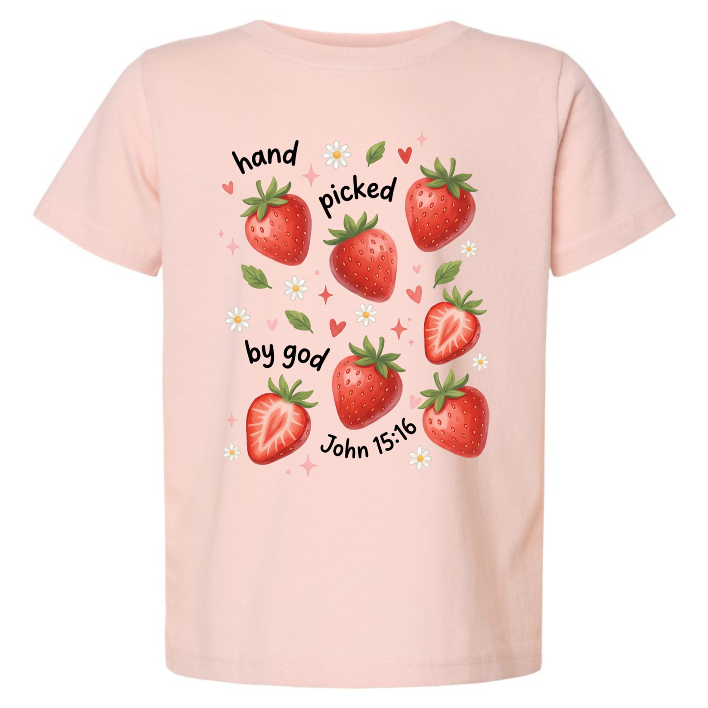 Hand Picked by God Kids Shirt – Christian Strawberry Toddler Tee Twice the Charm Boutique
