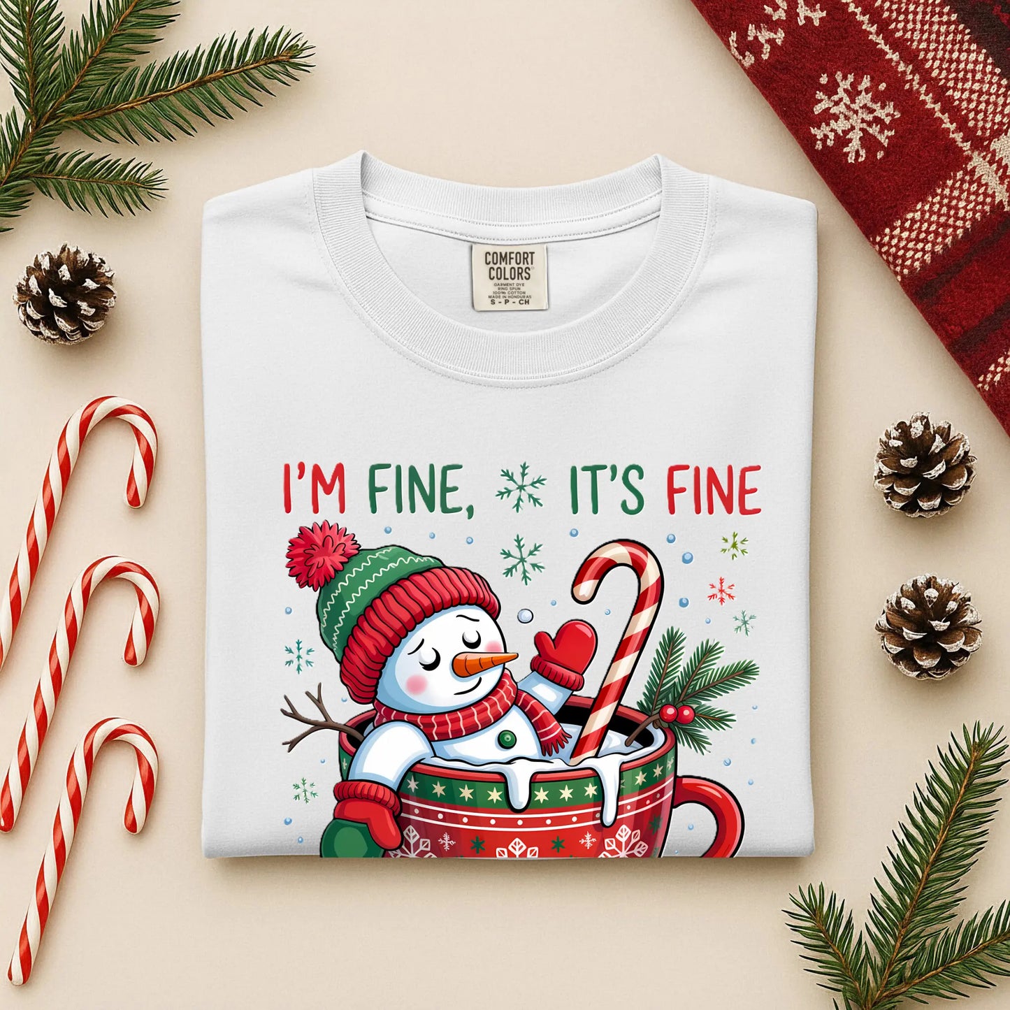 I'm Fine It's Fine Just Having A Meltdown Comfort Colors Long Sleeve – Funny Christmas Snowman Tee Twice the Charm Boutique