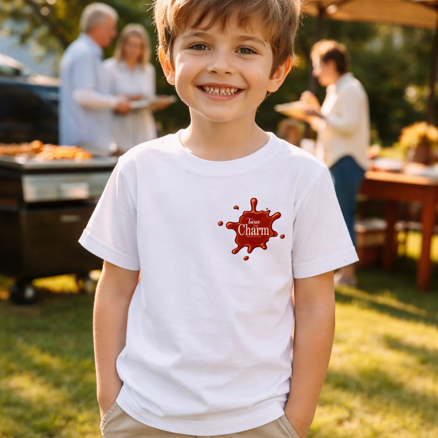 BBQ Stain on My White T-Shirt Kids Shirt Twice the Charm Boutique