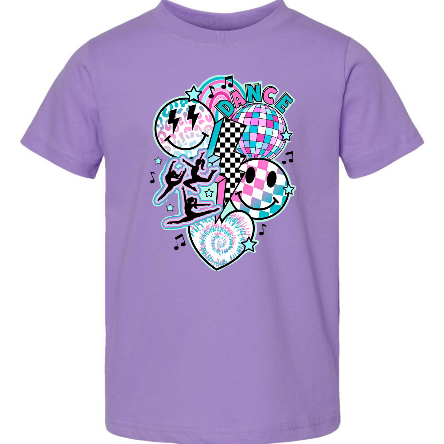 Dance Vibes Kids Graphic Tee – Retro Smiley Disco Toddler Dance Shirt