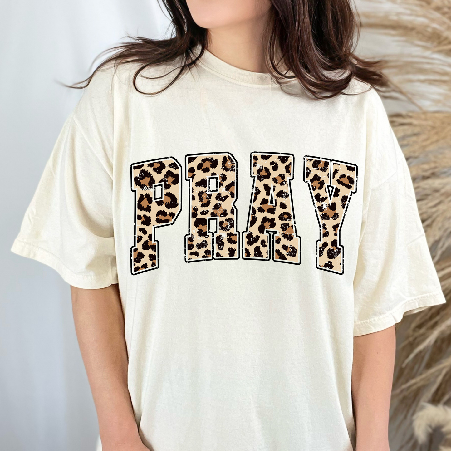 Leopard Print PRAY Short sleeve Tee