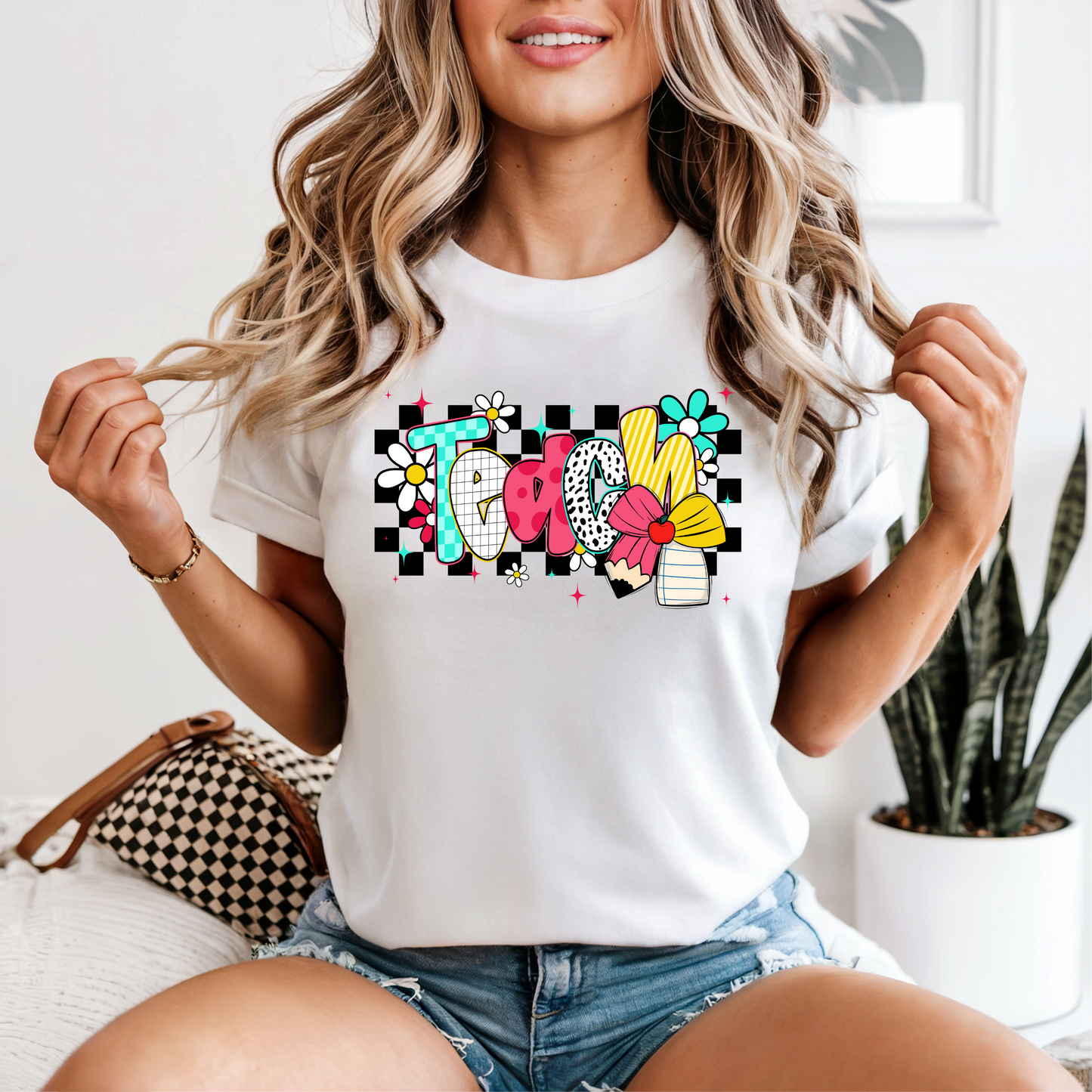 Checkerboard “Teach” Graphic Tee