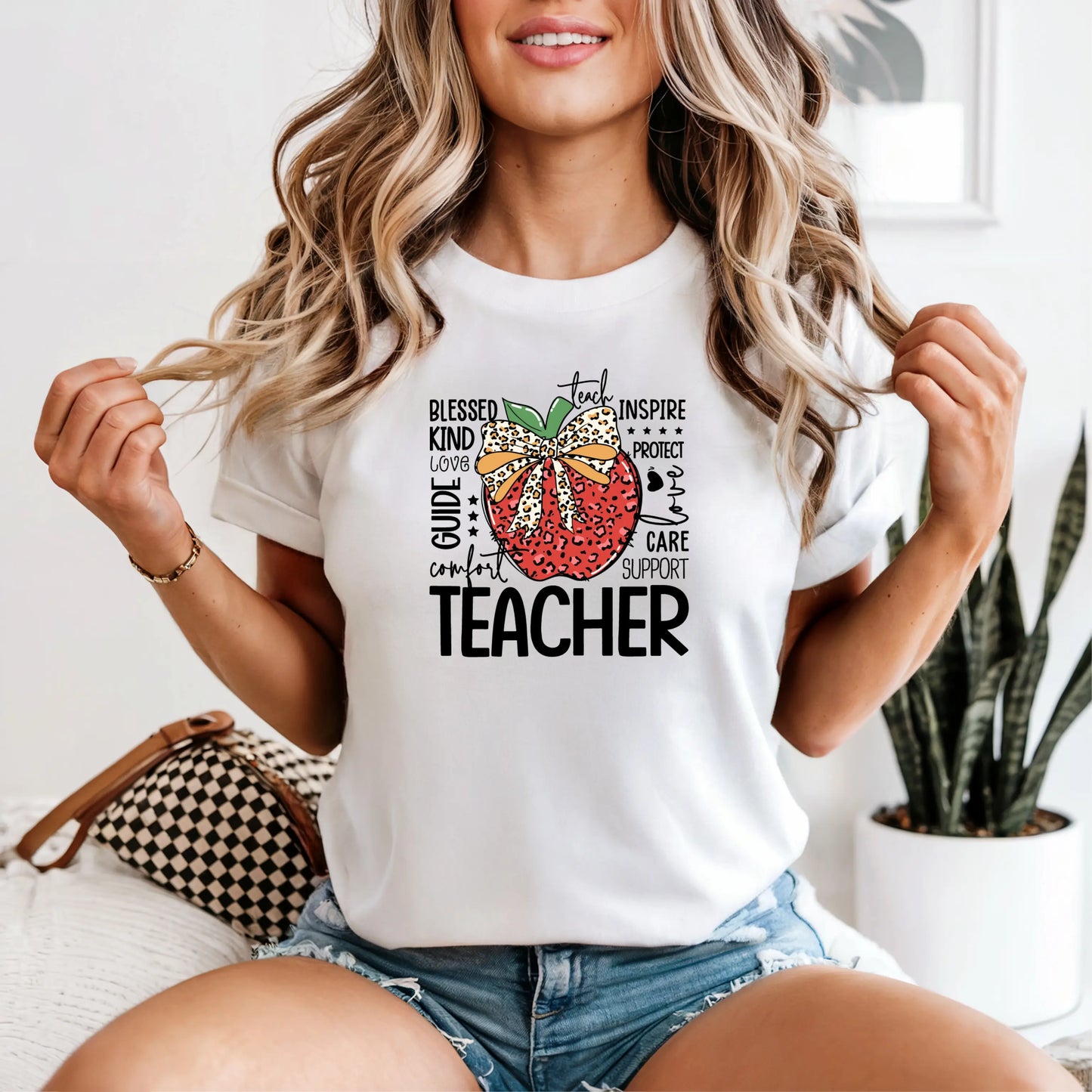 Leopard Apple Teacher Tee My Store