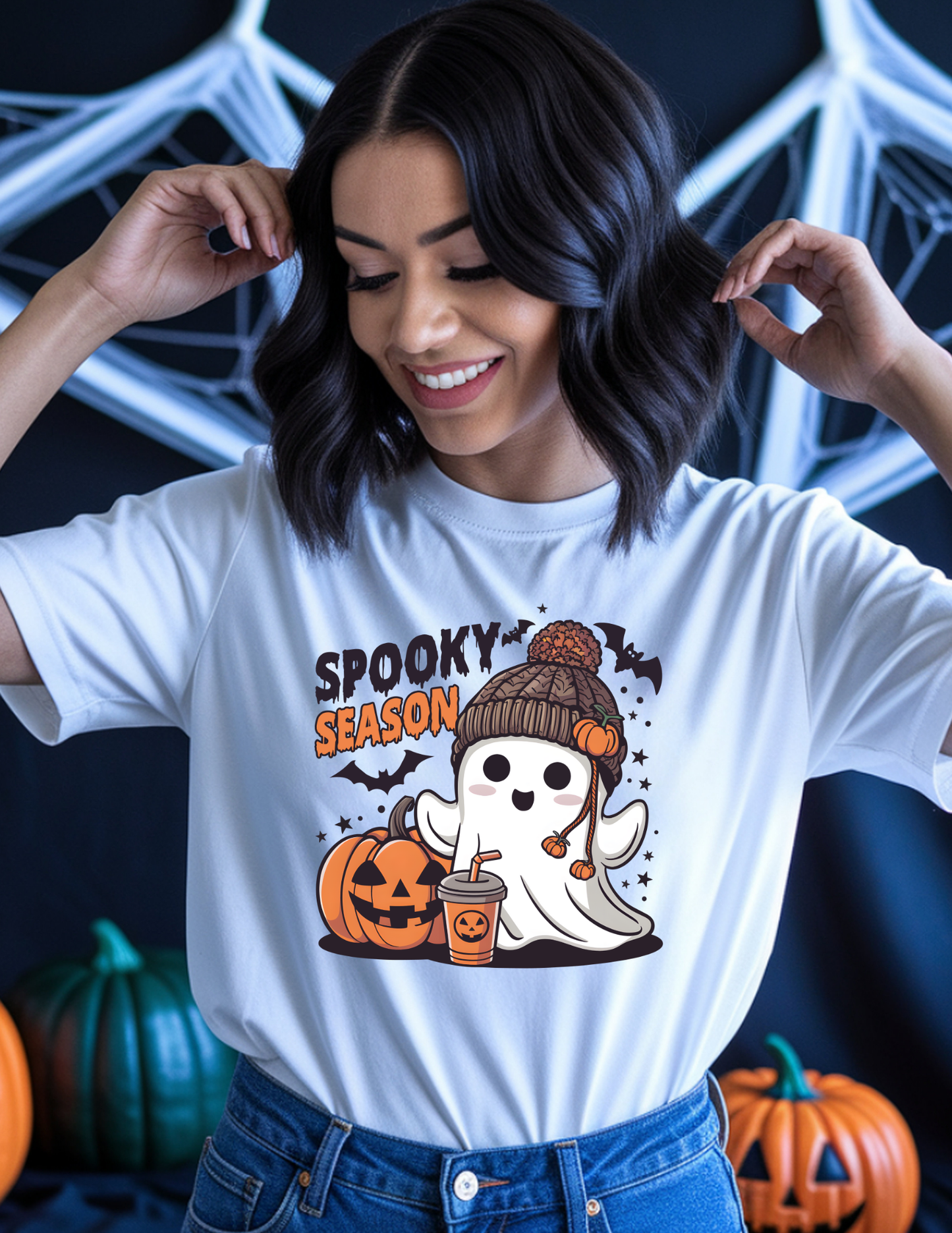 “Spooky Season” Graphic Tee – Cute Ghost Halloween Shirt