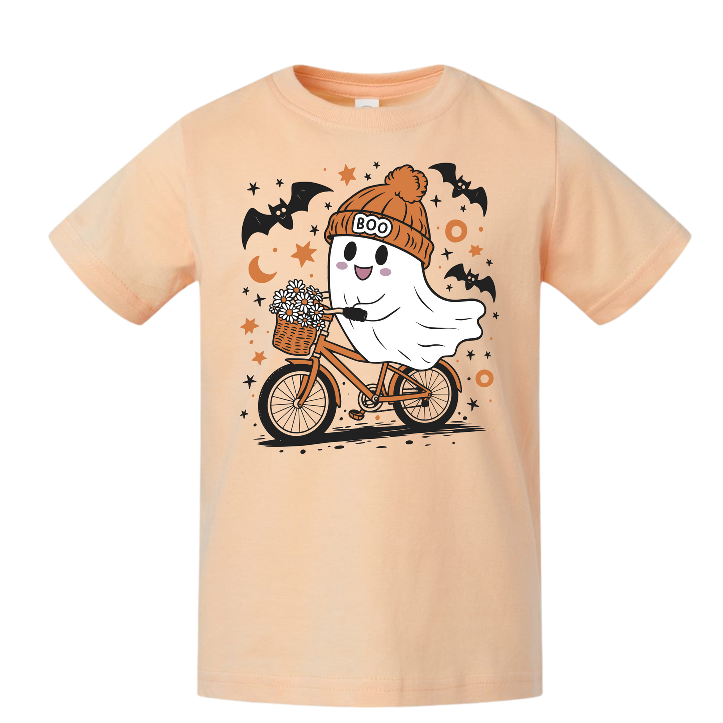 “Ghost on a Bike” Kids Halloween Tee – Cute Trick-or-Treat Shirt