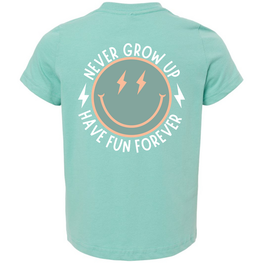 Never Grow Up Lightning Smile Tee (Back Design)