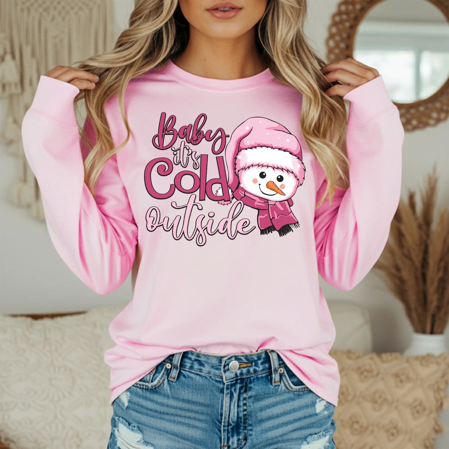 Baby It's Cold Outside Snowman Graphic Tee - Women's Winter Shirt - Cute Holiday Comfort Colors Tee Twice the Charm Boutique