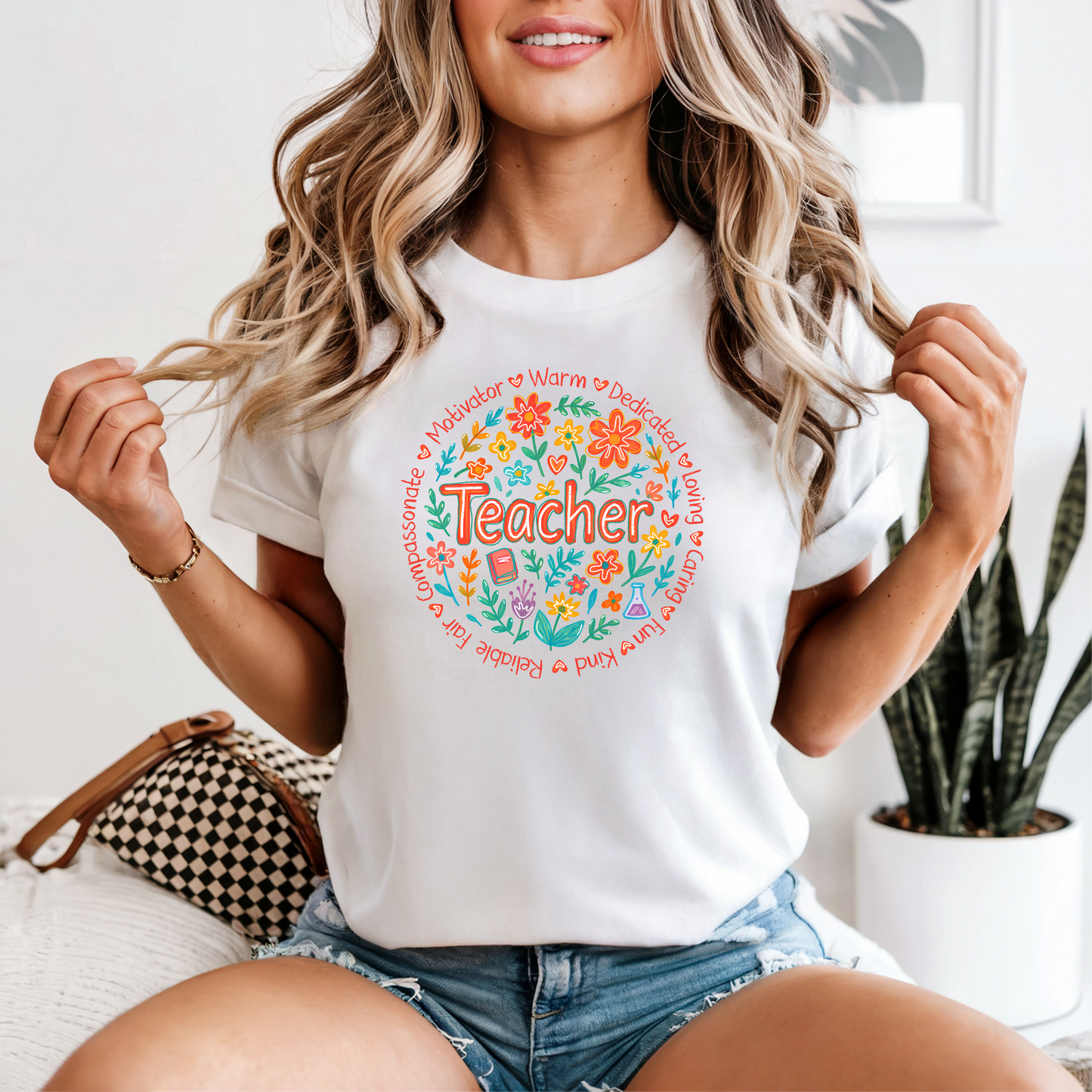 Floral Teacher Definition Graphic Tee