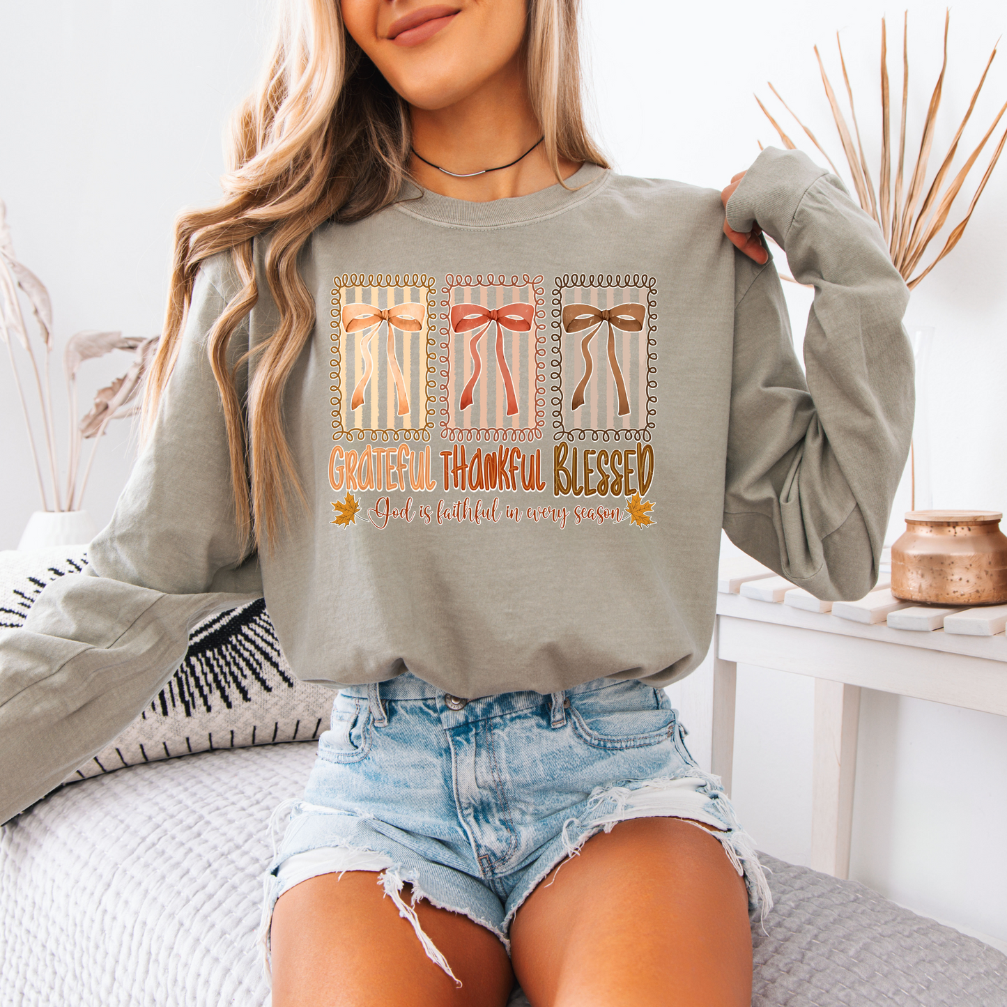 Grateful Thankful Blessed Long Sleeve Tee