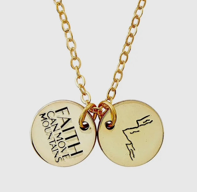 Faith Can Move Mountains Coin Necklace