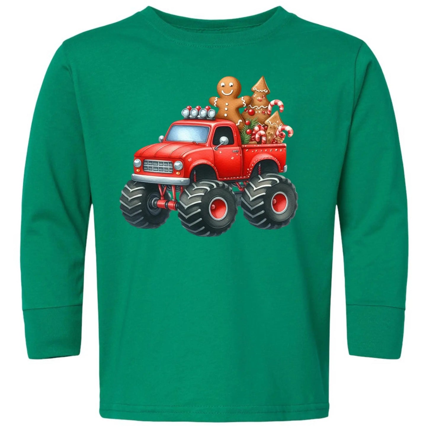 Christmas Monster Truck Toddler Long Sleeve Tee Twice the Charm Boutique