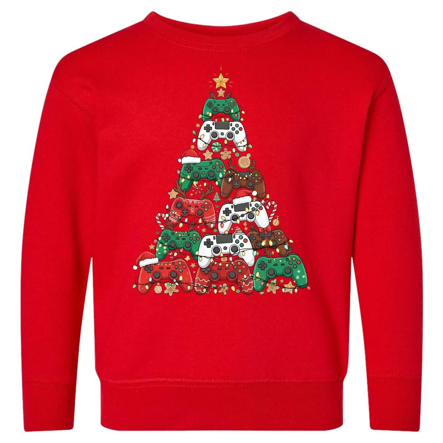 Gamer Christmas Tree Toddler Sweatshirt – Video Game Controller Rabbit Skins Kids Crewneck Twice the Charm Boutique