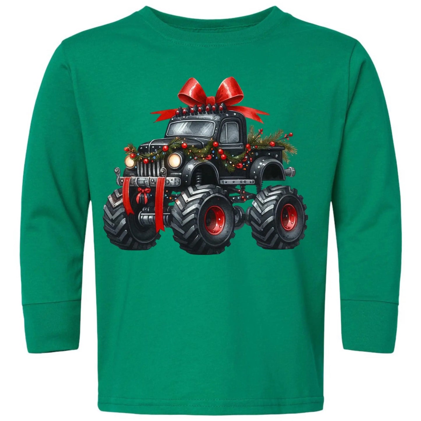 Christmas Monster Truck Toddler Long Sleeve Tee Twice the Charm Boutique