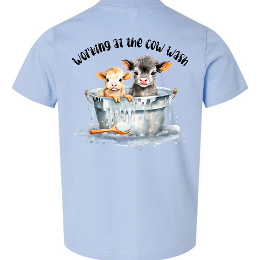 Working at the Cow Wash Kids Tee (Back Design) My Store