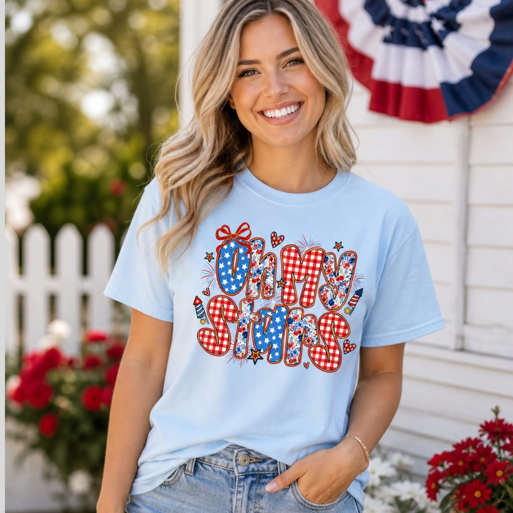 Oh My Stars Patriotic Graphic Tee Twice the Charm Boutique