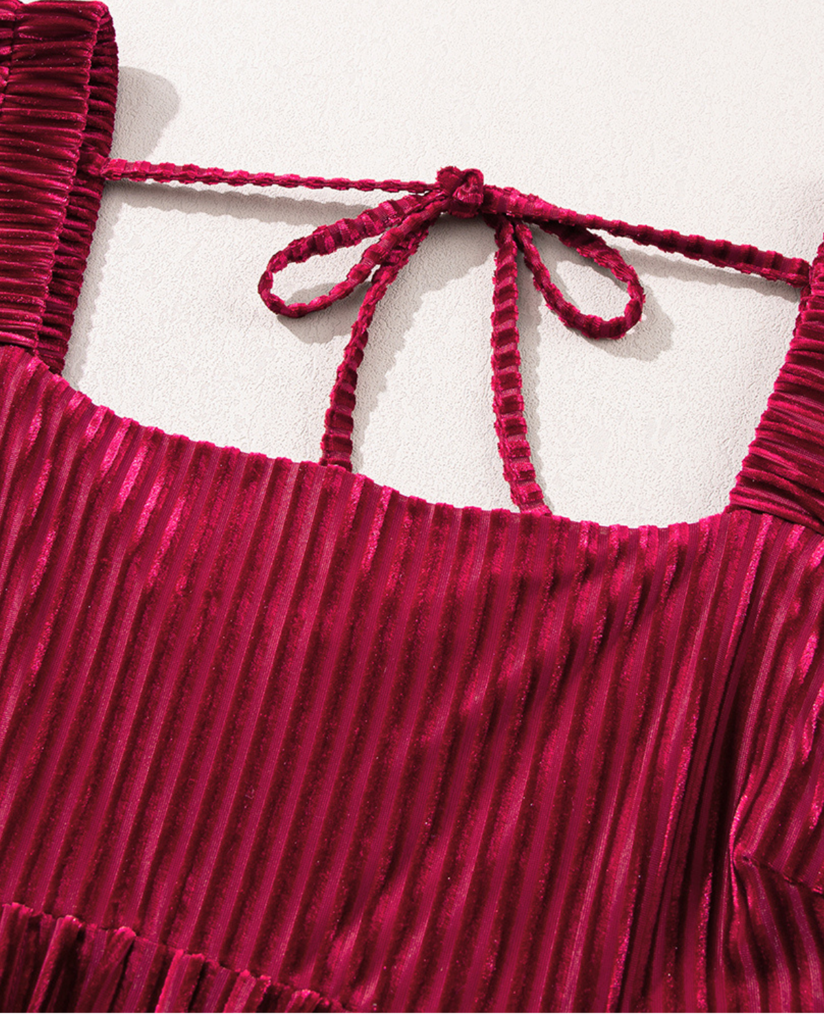 Crimson Charm Velvet Babydoll Dress