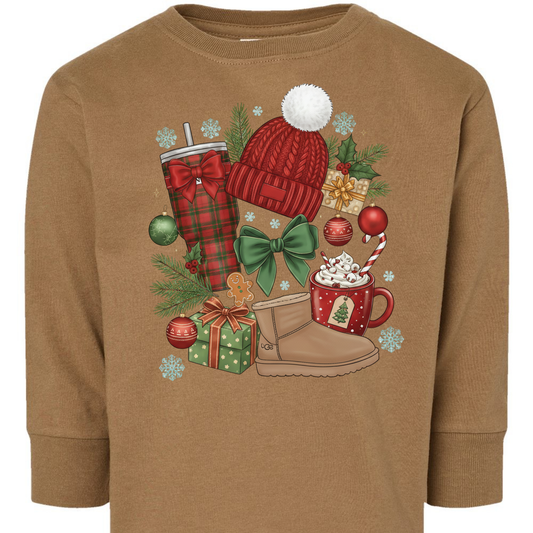 Cozy Christmas Essentials Toddler Long Sleeve Tee – Winter Holiday Rabbit Skins Kids Shirt