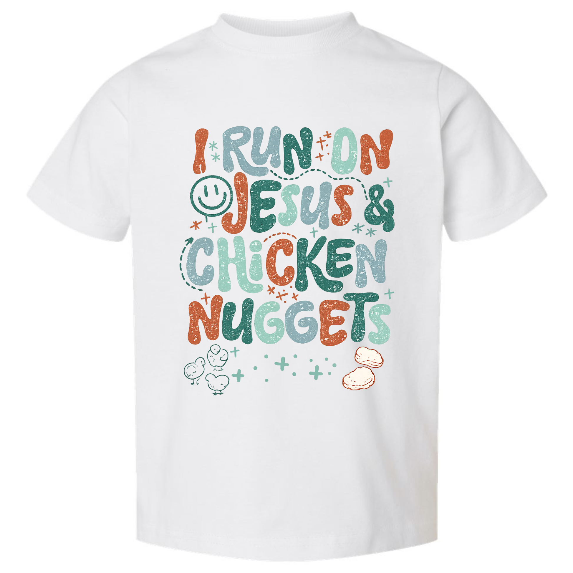 I Run on Jesus & Chicken Nuggets Shirt – Funny Christian Kids Tee Twice the Charm Boutique