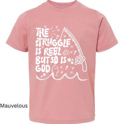 The Struggle Is Reel Kids Shirt – Christian Fishing Tee for Kids Twice the Charm Boutique