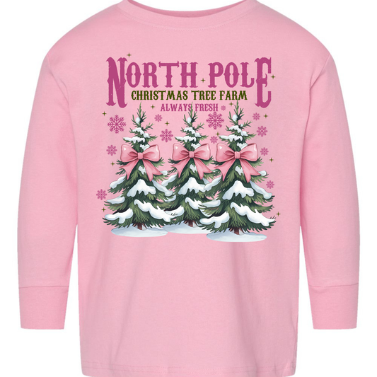 North Pole Christmas Tree Farm Toddler Long Sleeve Tee –  Rabbit Skins Kids Shirt