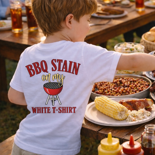 BBQ Stain on My White T-Shirt Kids Shirt Twice the Charm Boutique