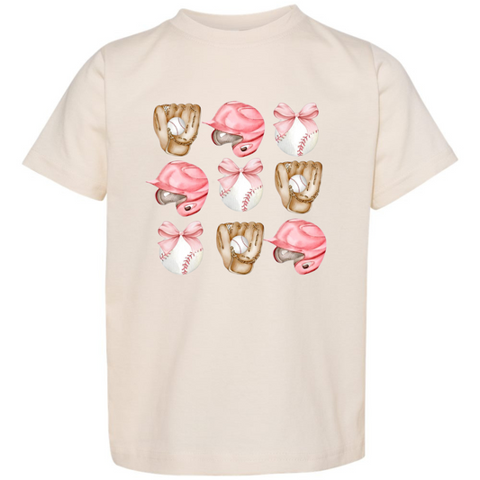Pink Softball Girl Grid Tee