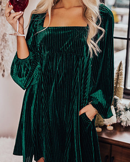 Emerald Elegance Velvet Mini Dress