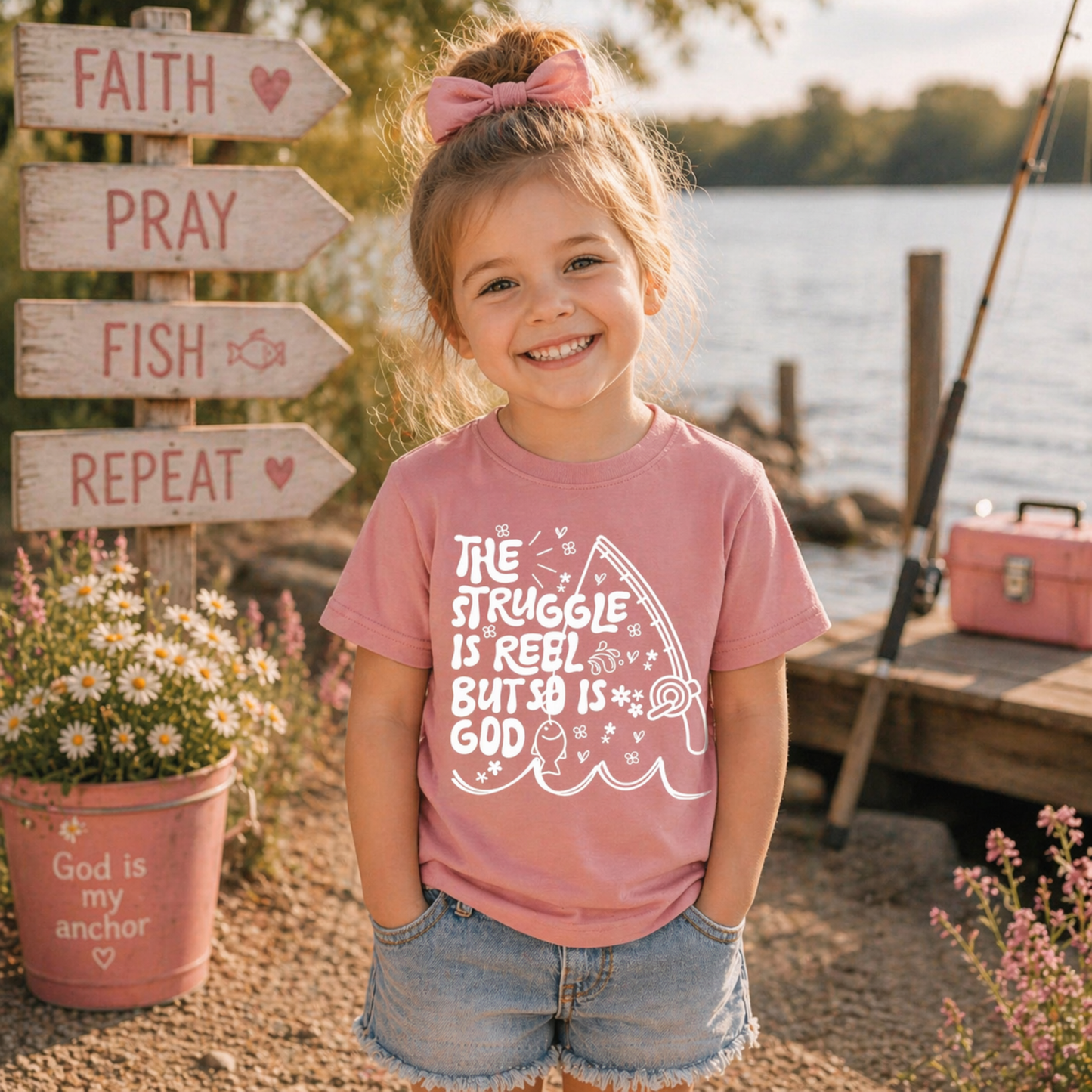 The Struggle Is Reel Kids Shirt – Christian Fishing Tee for Kids Twice the Charm Boutique