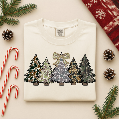 Camo Christmas Trees Long Sleeve Tee