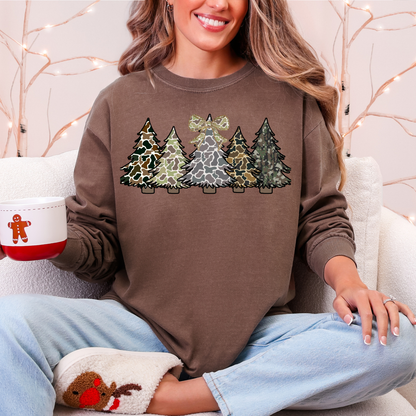 Camo Christmas Trees Long Sleeve Tee