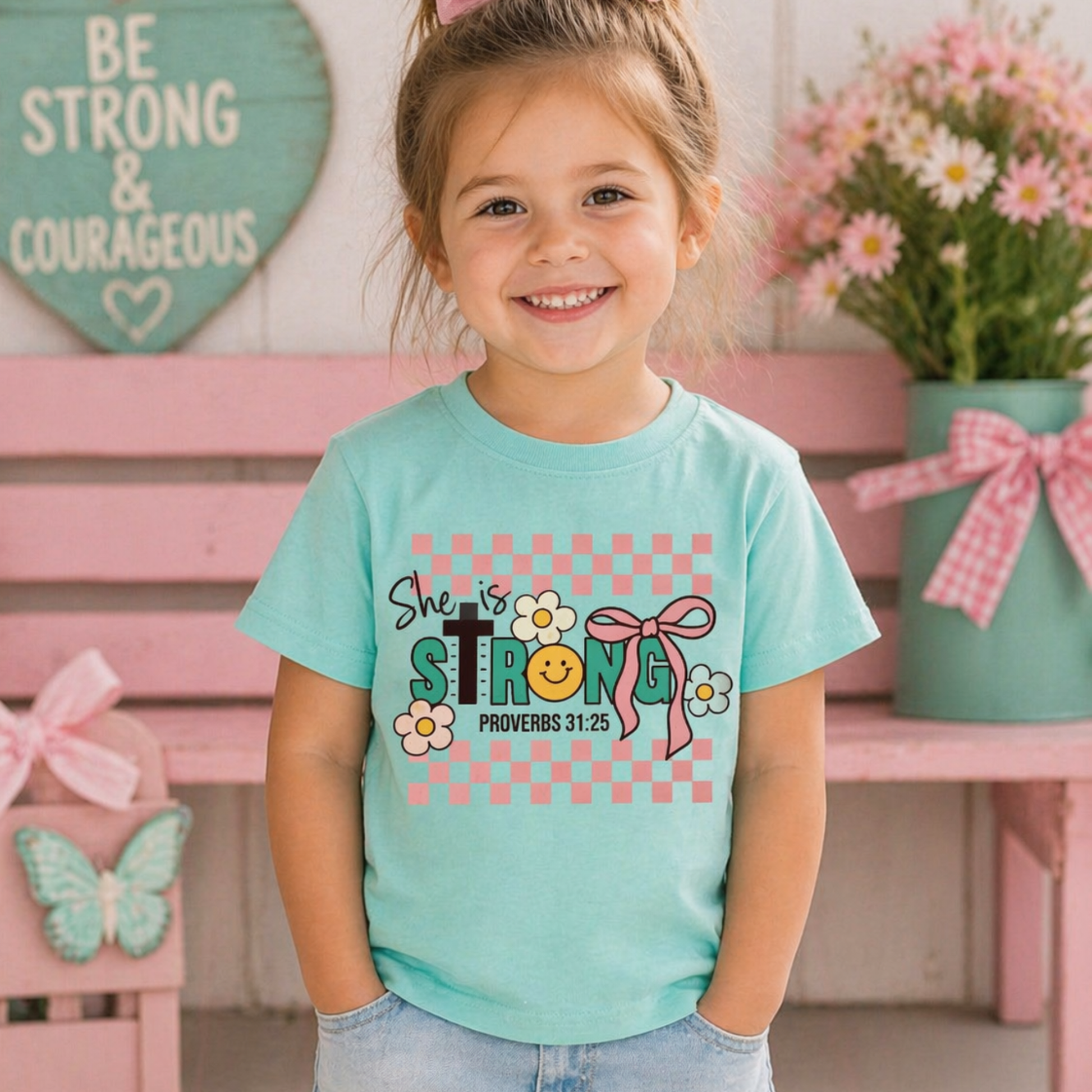 She Is Strong Kids Shirt – Proverbs 31:25 Toddler Tee Twice the Charm Boutique