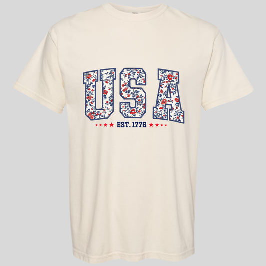 USA Floral Patriotic Graphic Tee Twice the Charm Boutique