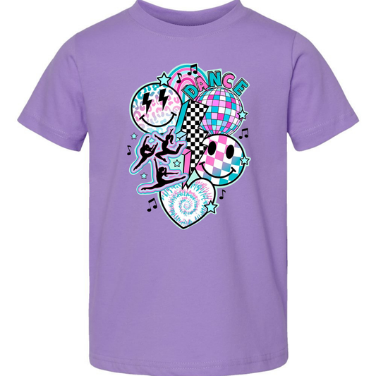Dance Vibes Kids Graphic Tee – Retro Smiley Disco Toddler Dance Shirt
