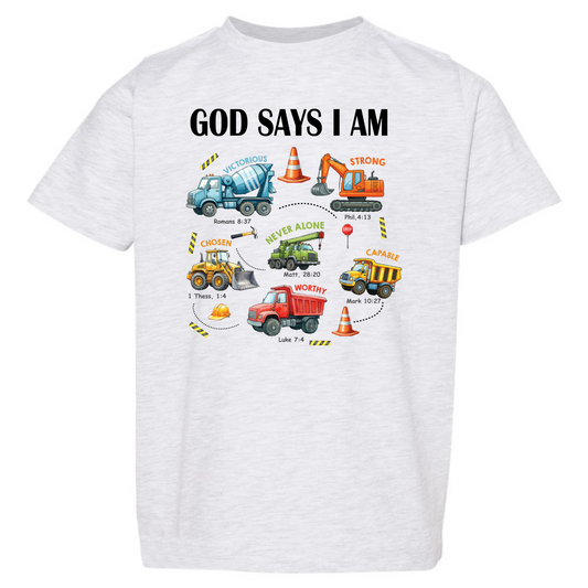 God Says I Am – Construction Faith Tee