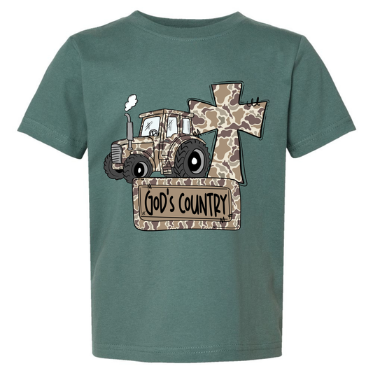 God’s Country Tractor Kids Shirt – Christian Farm Toddler Tee Twice the Charm Boutique