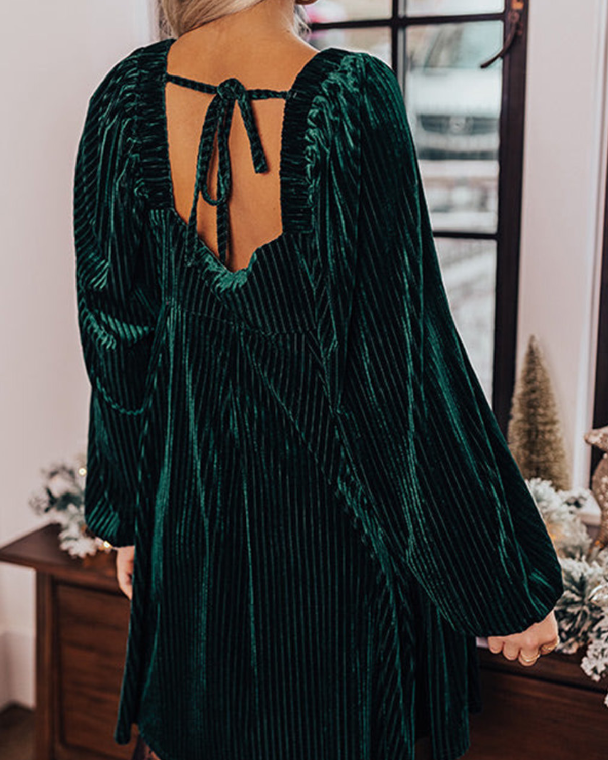 Emerald Elegance Velvet Mini Dress