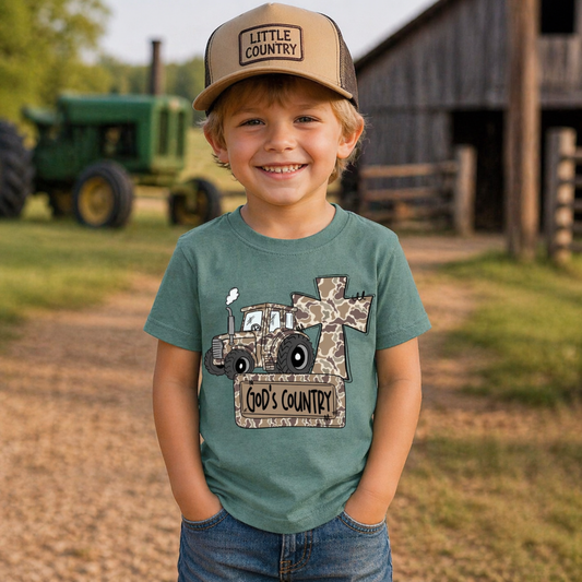 God’s Country Tractor Kids Shirt – Christian Farm Toddler Tee Twice the Charm Boutique