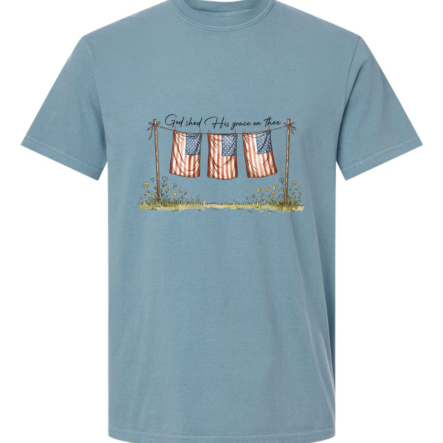 God Shed His Grace Patriotic Graphic Tee Twice the Charm Boutique