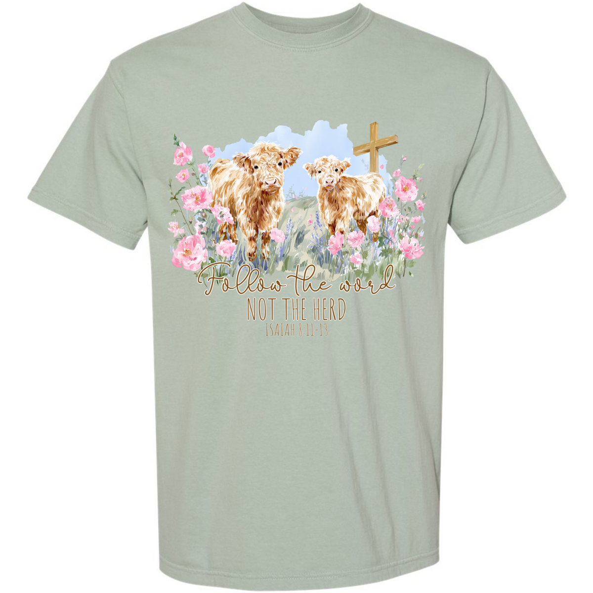 Follow the Word Not the Herd Cow Graphic Tee | Comfort Colors Bay Christian Shirt Twice the Charm Boutique