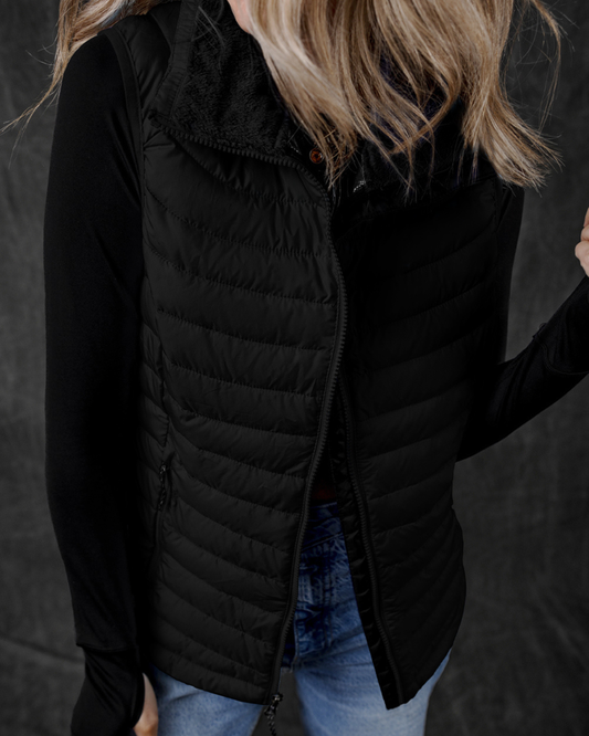Cozy Everyday Quilted Puffer Vest – Black