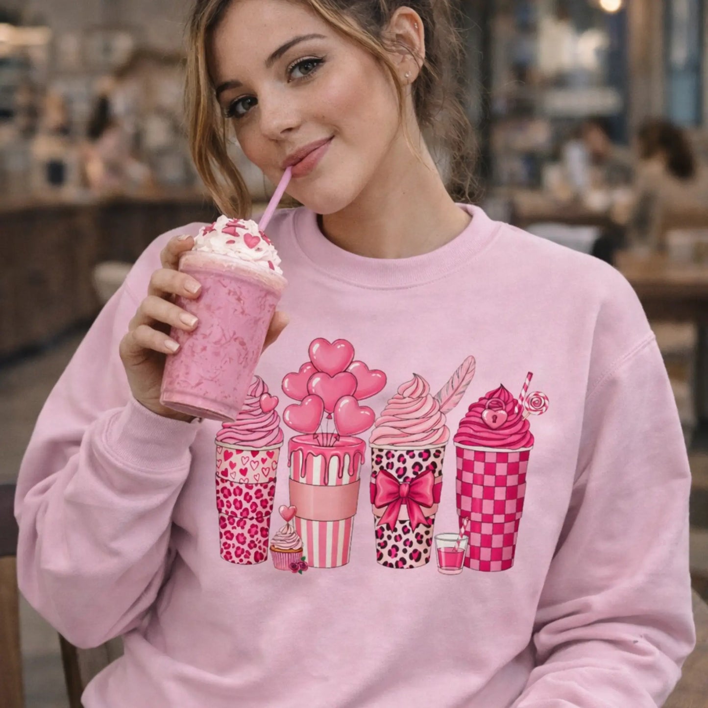 Pink Valentine Coffee Cups Graphic Twice the Charm Boutique