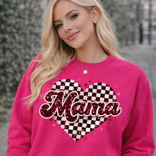 Mama Checkered Heart Twice the Charm Boutique