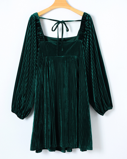 Emerald Elegance Velvet Mini Dress