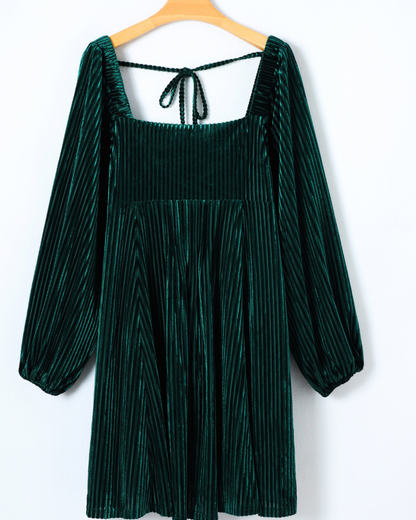 Emerald Elegance Velvet Mini Dress
