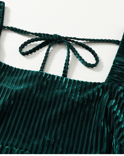 Emerald Elegance Velvet Mini Dress