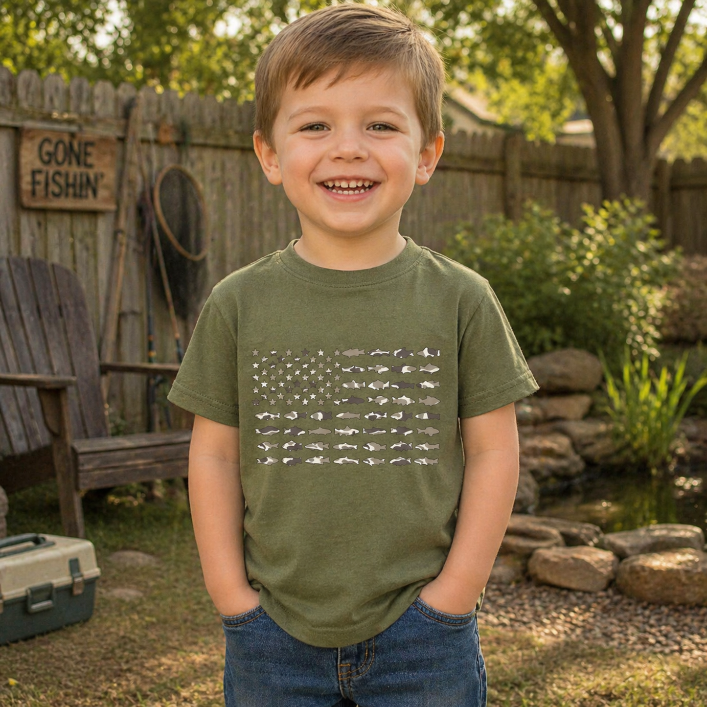 Fish Flag Graphic Kids Tee Twice the Charm Boutique