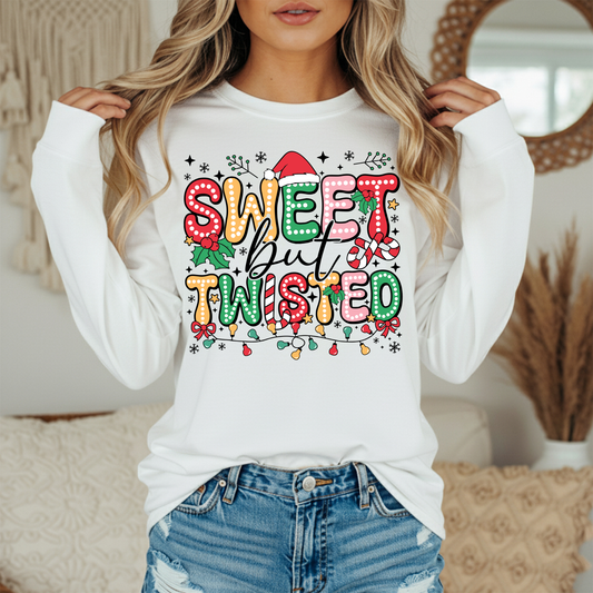 Sweet But Twisted Christmas Long Sleeve Tee | Funny Holiday Shirt | Comfort Colors | Women's Festive Tee