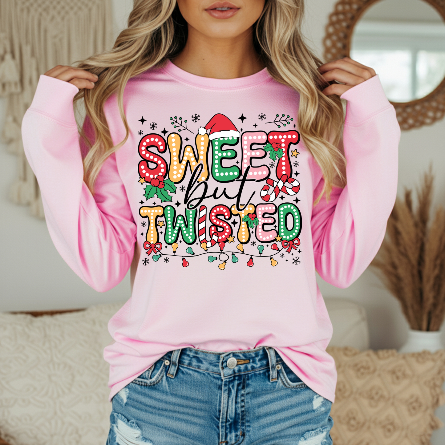 Sweet But Twisted Christmas Long Sleeve Tee | Funny Holiday Shirt | Comfort Colors | Women's Festive Tee