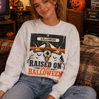Raised on 90s Halloween Lane Seven Sweatshirt