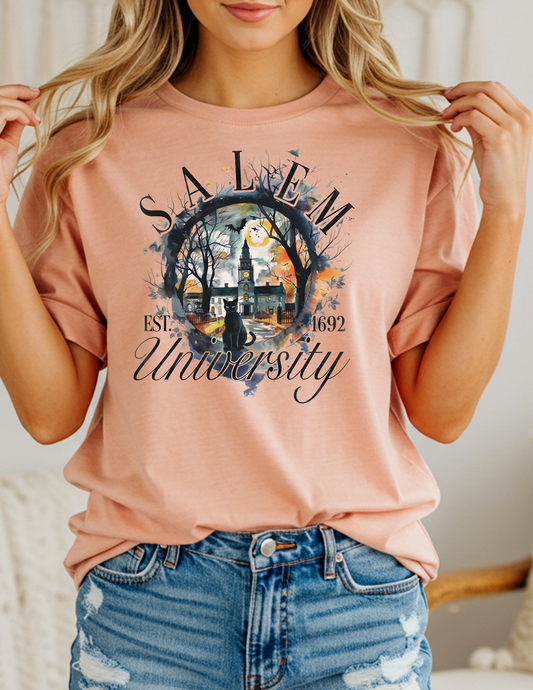 Salem University Halloween Graphic Tee – Vintage Witchy Salem Shirt